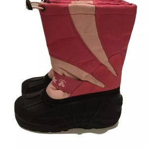 Kamik Girls Lined Snow Boots Size 1 Pink Black